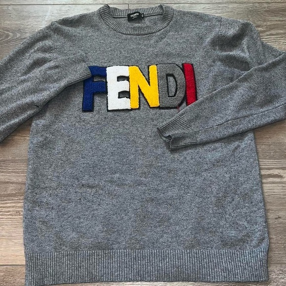 FENDI Shearling Logo Sweater - Picture 1 of 8